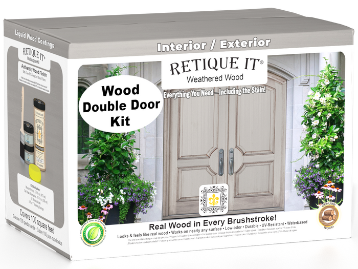 Wood'n Door Smooth Finish Kit (Double Door) - Weathered Wood — box hero