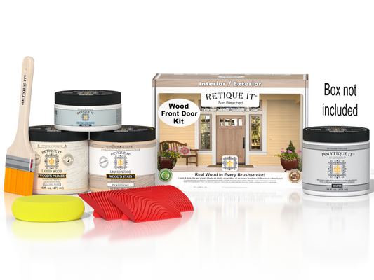 Wood'n Finish Front Door Kit - Sun Bleached — Matte kit contents with door box