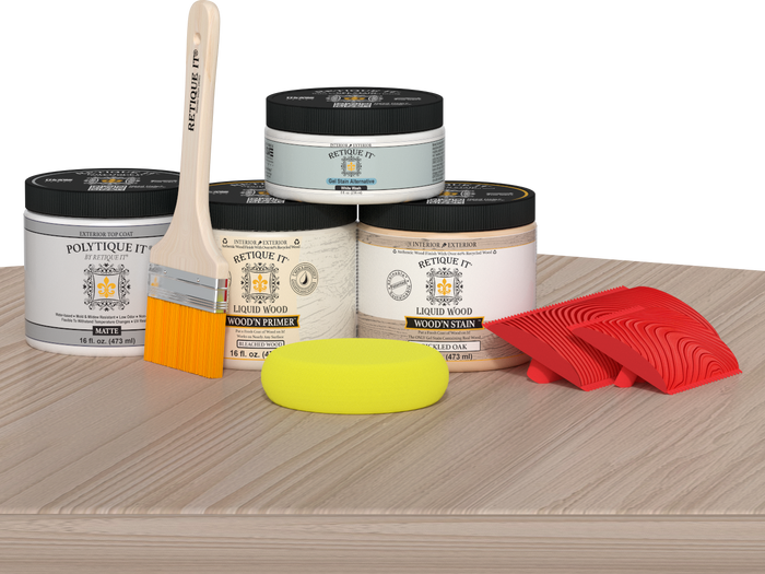 Wood'n Finish Front Door Kit - Sun Bleached — Matte kit contents