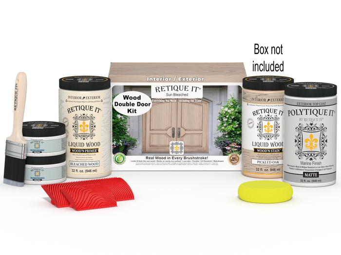 Wood'n Finish Front Door Kit (Double) - Sun Bleached — Matte kit contents with door box