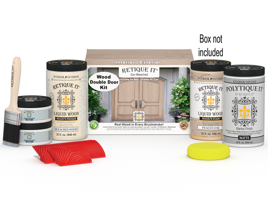 Wood'n Finish Front Door Kit (Double) - Sun Bleached — Matte kit contents with door box
