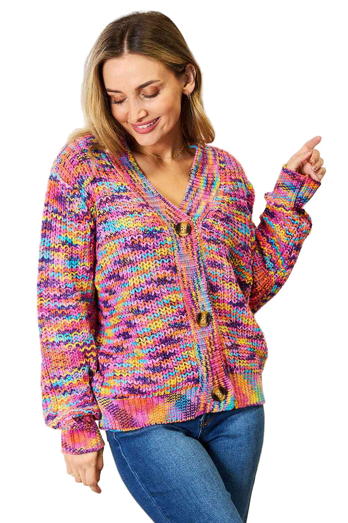 Woven Right V-Neck Long Sleeve Cardigan