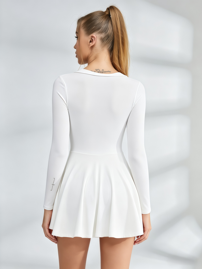 Wrap-Front Long-Sleeve Tennis Dress