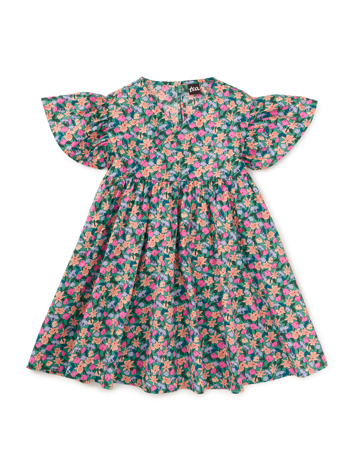 Wrap Neck Flutter Dress