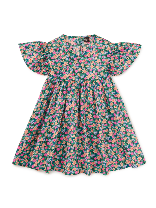 Wrap Neck Flutter Dress
