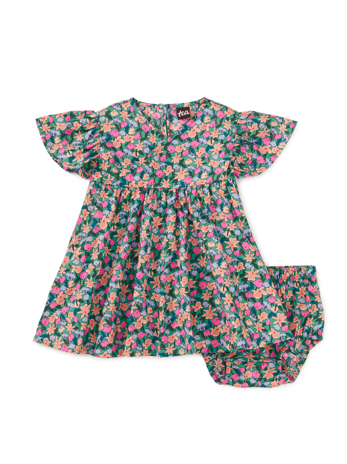 Wrap Neck Flutter Dress