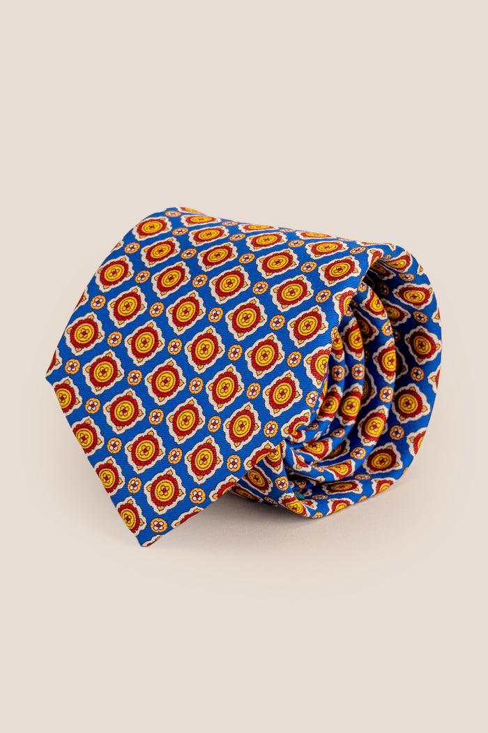 Yellow Geometric Pattern Silk Tie with modern design, perfect for weddings, work, and smart occasions.