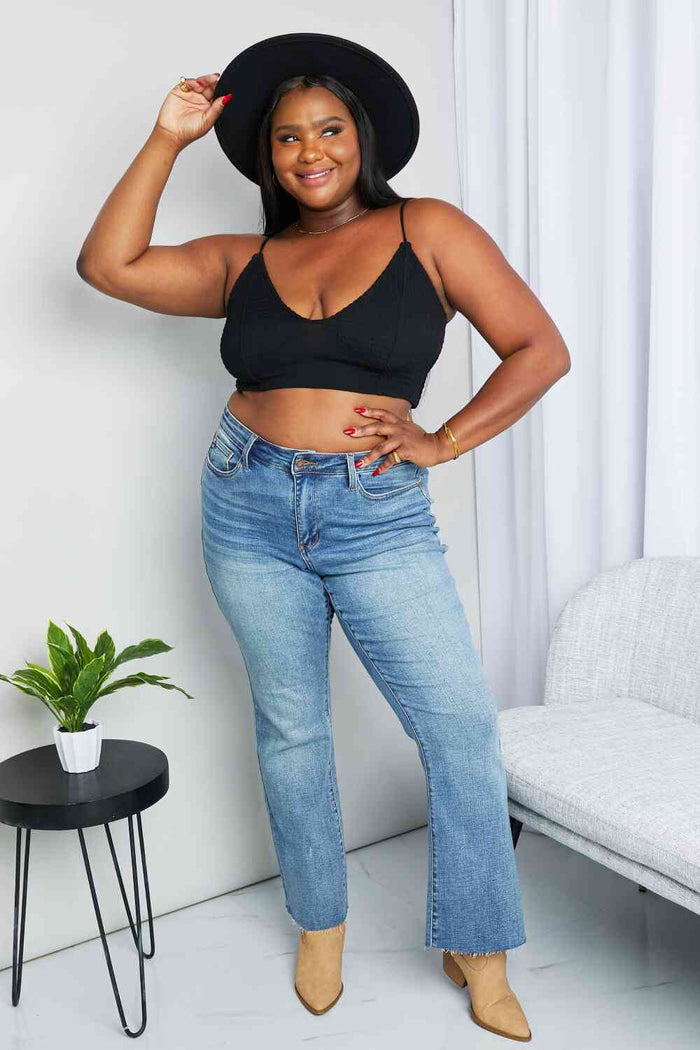 Zenana Textured Spaghetti Strap Bralette – Full Size