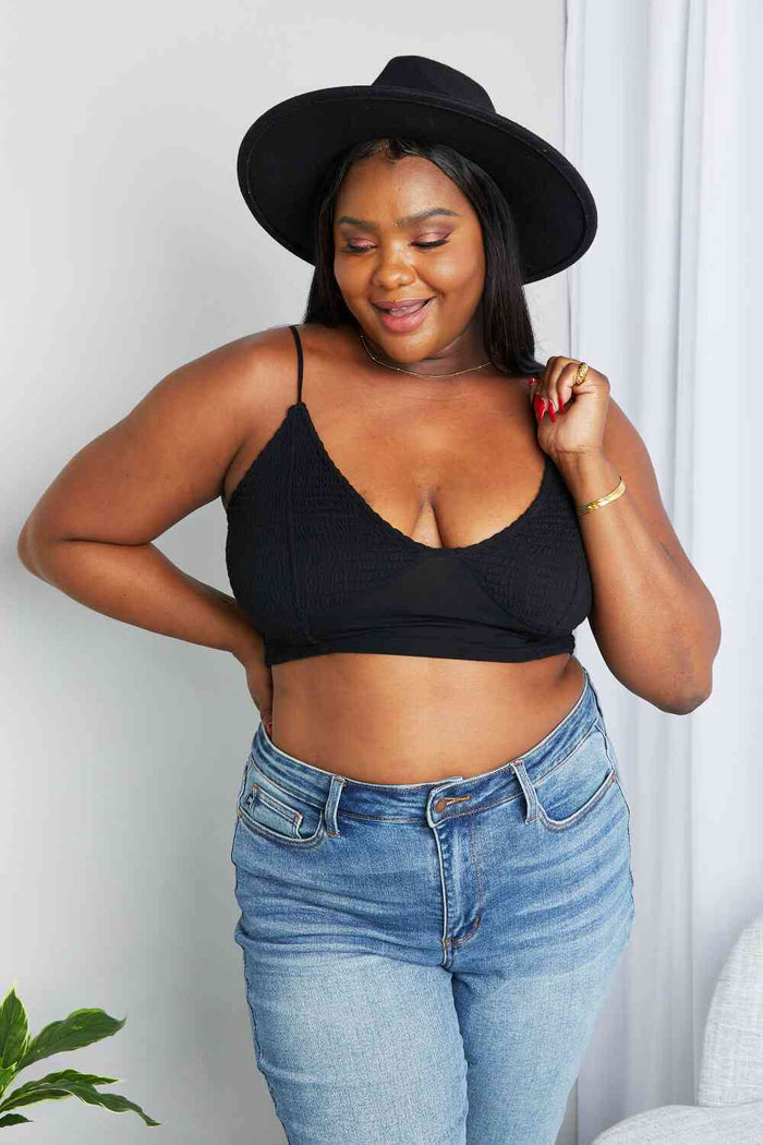 Zenana Textured Spaghetti Strap Bralette – Full Size