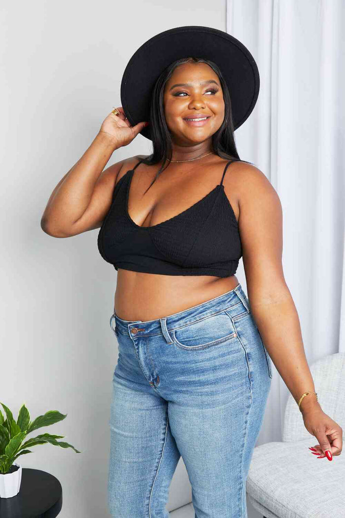 Zenana Textured Spaghetti Strap Bralette – Full Size