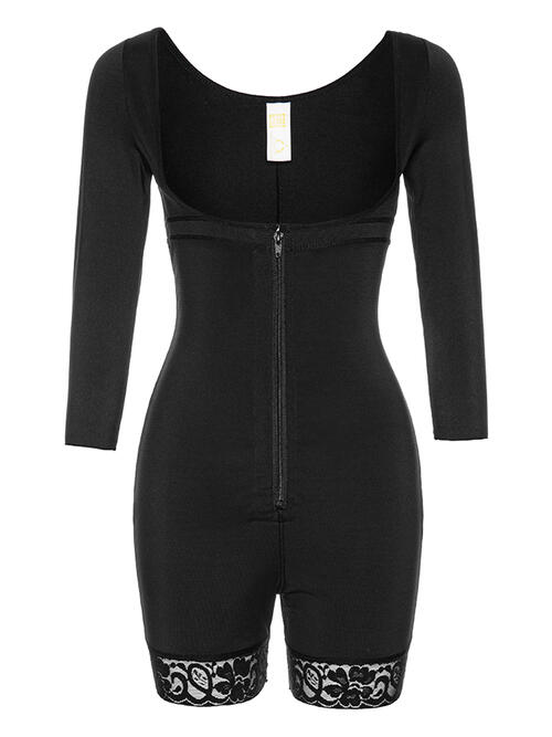 Zip-Up Lace Long Sleeve Shaping Bodysuit – Full Size