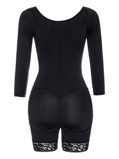 Zip-Up Lace Long Sleeve Shaping Bodysuit – Full Size