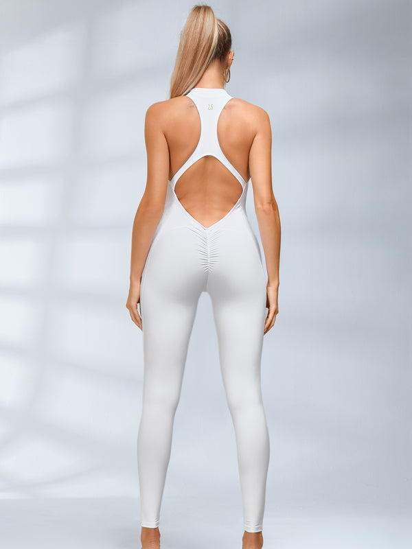 Zipper Backless Scrunch Bum Jumpsuit