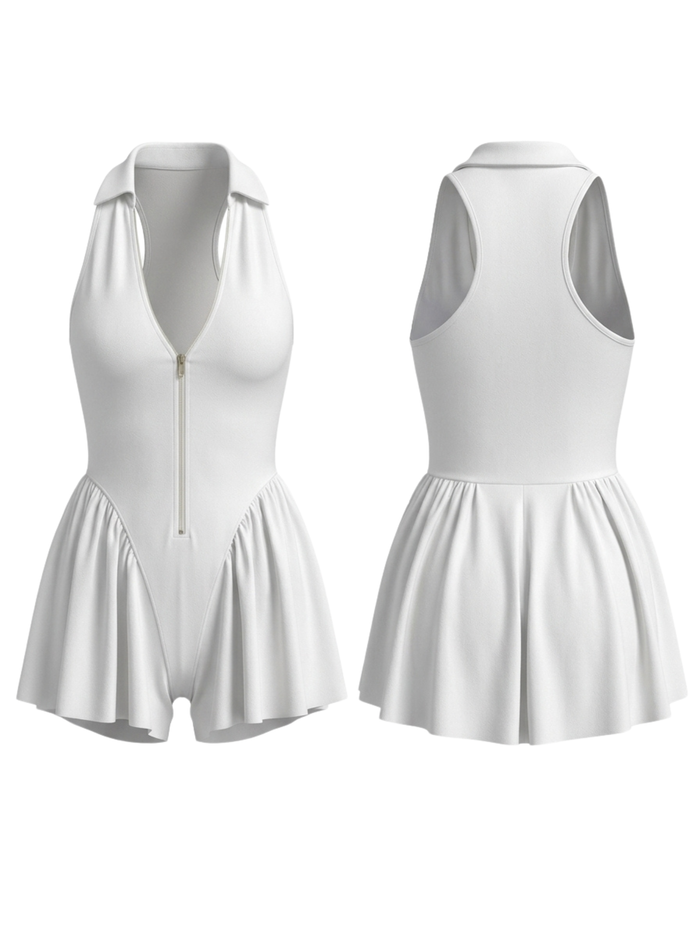 Zipper Casual 2 in 1 Short Romper